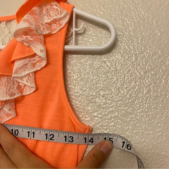 Pinky girls coral ruffle long sleeveless hi low maxi summer dress lace trim 10 - Picture 6 of 7